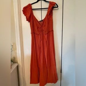 Simplee Plus. Shirred Ruched Ruffle Hem Halter Dress. 3XL